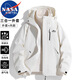 NASA MARVEL Jacket Men's Spring and Autumn Hooded Jacket Casual Top Couple Windproof Mountaineering Wear Ivory White L