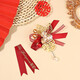 High-end Chinese wedding corsage, bride and groom corsage with happy words for parents, red corsage, hand-flowered wedding supplies, golden wedding corsage + ribbon for bride