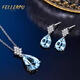Feilepu Aquamarine Necklace for Women Platinum Water Drop Pendant Light Luxurious and High-Class Clavicle Chain Birthday Memorial Gift for Girlfriend Platinum Aquamarine Water Drop Necklace