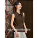 Fanshiman Apricot Commuting Sleeveless Shirt Women's 2025 Autumn New Style Bottoming Shirt Lapel Vest Top A2871 Brown Brown XL (Recommended 120-130 Jin Jin equals 0.5 kg)