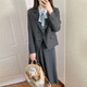 A complete set of outfits for young people to wear for age-reducing college students for commuting to the public education examination, suit, skirt, and professional suit. Black suit + blue shirt (thin straps) + skirt (comes with belt) XS
