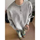 Autumn and winter American Henry collar sweater men's sweater American retro casual lazy style sweater men's solid color sweater light gray M
