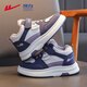 Warrior children's shoes, girls' shoes, plus velvet shoes, 2025 new autumn and winter, medium and large children's winter shoes, two cotton shoes, children's sports sneakers, m/dark purple/purple (plus velvet) 34, inner length 21.9/foot length 20.9