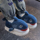 Winter children's cotton shoes, boy's shark bag heel, warm and furry, cute girl's home baby anti-slip cotton slippers, upgraded version of environmentally friendly material blue (heel bag), size 12 34/35 (shoe inner length 20CM, suitable for feet 19