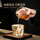 Imitation Song Dynasty Ru kiln golden rooster croaking eight-way cup single cup Chinese retro ceramic tea cup high-end master cup tea cup Panzhilian-golden rooster crowing eight-way cup-160ml