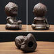 Shantou Lin Village purple sand tea pet small ornaments can be raised to color changing black myth Sun Wukong destiny man peripheral tea room tea table decorations full color changing purple sand pious saint + golden hoop