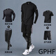 GPHF Japanese running men's sports suit for high school entrance examination sports training quick-drying dry clothes track and field morning running cycling suit running four-piece set loose quick-drying dry sports M 100-120