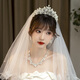 Crown Veil Bride's Hauptzeit für Hochzeitskleid Kopfschmuck Hochzeit Hair Accessoires Vorschlag Registrierung Perle Puffy Blick 00118 [Krone + Vier-Blattklee Halskette Ohrclip] _3