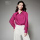 Late White New Product 2025 Autumn Style Skin Friendly Shirt Light Mature Fashion Modal Age Reducing Lapel Shirt for Women Raspberry Red L