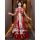 ROAR UTHAUG high-end show and clothing wedding dress 2025 new wedding dress Chinese style hall clothing small heavy industry wedding dress maternity cover belly red peony high-end soft velvet (no headgear) M