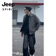 JEEP SPIRIT black and gray leather jacket men's spring and autumn American motorcycle short jacket handsome high-end lapel baseball uniform gray M