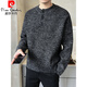 Pierre Cardin 2025 autumn and winter new high-end loose pullover sweater men's Henry collar sweater gray sweater base layer black M