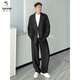 Woodpecker (TUCANO) double-breasted suit suit men's spring and autumn Korean style handsome casual suit loose jacket trend apricot gray suit L recommended 135-155 Jin Jin equals about 0.5 kg