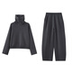 Shuiyunjian gray turtleneck sweater sweater banana pants suit women's sports style casual machete pants two-piece set winter gray green M
