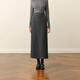 SEIFINI Meng Ziyi endorses glutinous rice straight skirt 2025 autumn and winter new style elastic waist comfortable and slim wool mid-length skirt smoke M
