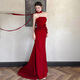 Vimadtly toast dress bridal style light luxury niche tube top wedding return engagement party red fishtail evening dress for women burgundy L