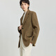 LILY 100% wool 2025 winter new style retro old money style thickened temperament commuter brown suit jacket for women 710 coffee L