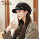 Woodpecker octagonal hat for women in autumn and winter, British versatile beret, fashionable hat, high-quality painter hat, newsboy hat for women, black, one size fits all