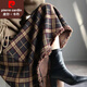 Pierre Cardin tassel raw edge autumn and winter thickened retro plaid skirt A-line high waist slimming large hem mid-length casual skirt coffee color L recommended 110-120Jin Jin equals 0.5 kg