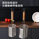 Stainless steel colander, spicy hot noodle filter, noodle spoon, cooking noodle spoon, hot vegetable basket colander, large colander 16cm - punched noodle fence flat handle