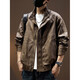 Pure (YISHion) leather jacket for men Maillard retro motorcycle style PU leather jacket for men 2025 spring and autumn new pilot jacket for men J034 coffee color regular M suitable for weight 100-120Jin Jin equals 0.5 kg