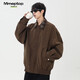 MMOPTOP American fake two-piece plaid spliced lapel jacket autumn and winter men's windproof jacket MJK22 coffee L