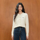Shifanli (SEIFINI) Meng Ziyi's same style Shifanli embroidered cable knitted cardigan 25 autumn new soft and waxy comfortable old money sweater cardigan off-white S