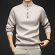 YISHion 2025 new cardigan 12-needle raglan sleeve Henry collar sweater with men's business casual knitted red brown M