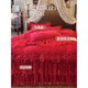 Scarecrow French lace light luxury milk velvet four-piece bed skirt style winter coral velvet big red lace quilt cover bed cover Xiangshe Liying-China Red Baby Velvet Lace Padded 2m bed skirt style four-piece set-quilt cover 200*230cm