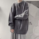 Autumn and winter American Henry collar sweater men's sweater American retro casual lazy style sweater men's solid color sweater dark gray 3XL