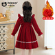 Piggy Banner (PEPCO) girls winter red dress stylish plus velvet children's clothing winter skirt little girl princess dress red 150