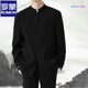 ROMON suit new Chinese style groom wedding engagement black high-end stand-up collar tunic suit suit jacket for men black jacket + pants + black stand-up collar shirt 5XL default size 1