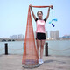 Fishing net, Frisbee-type hand-thrown net, old-fashioned fishing net, hand-thrown net, fish fishing, lazy man's automatic rotating net, and does not retreat when entering the water - tire 2.4 meters high-speed rail chain half finger