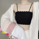 Woodpecker ice silk underwear for female students, Korean version for middle and high school students, anti-exposure tube top, thin bottoming camisole for girls, black + white S (65-85Jin Jin equals 0.5kg)