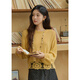 Mystery Show Thin Crocheted Sweater Women's 2025 Autumn New Loose Hollow Lazy Wool Top Lemon Yellow M