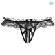 Sexy lingerie, sexy tulle ruffles, crotchless pearl underwear, thong, black, one size fits all