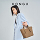 Honggu Bag Women's Cowhide Shoulder Handbag Commuting Vegetable Basket Bag Crossbody Women's Bucket Bag Valentine's Day Gift for Girlfriend