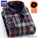 罗蒙 纯棉男士保暖衬衫加绒加厚免烫商务休闲秋冬全棉磨毛格子衬衣 BN9055-801 40