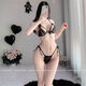 Large Size Sexy Underwear Women's Summer 2024 New Passion Mesh Bra Thong Set White One Size 80-120Jin Jin equals 0.5 kg