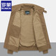Romon Jacket Men's 2025 New Spring and Autumn Pure Cotton Casual Jacket Stand Collar Loose Large Size Top Khaki L