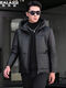 Jialedi winter Haining genuine leather jacket men's down jacket short sheepskin hooded jacket plus velvet thickened duck down jacket black M 17048