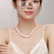 Demi 9.3-10.3mm round beads selected white bright S925 silver seedless freshwater pearl necklace gift for wife and mother