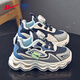 Warrior boys' cotton shoes, winter style, medium and large children's velvet casual shoes, children's sports shoes WZ-C067L blue rice/grey 35