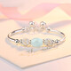 Lan Lian birthday gift jade bead bracelet female bracelet palace bell jade bracelet 990 pure silver bracelet bell love jade bell silver bracelet_A style