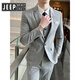 JEEP SPIRIT Jeep Suit Suit Men's Casual Business Formal Jacket Korean Style Slim Groomsmen Groom Wedding Dress Suit Three Apricot Single Suit Jacket XL (120~135Jin Jin is equal to 0.5kg)