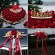 Yusenyi Wedding Car Decoration Full Set Front Flower Bridal Wedding Arrangement Creative Red Simulation Flower Fleet Red Wedding Dress Doll Front Flower Package Suction Cup