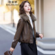 Bailanjiao velvet thickened leather jacket for women 2025 new winter style small fashion versatile PU leather cotton jacket top coffee color + coffee fur collar M (recommended 80-110Jin Jin equals 0.5 kg)
