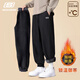 Skechers velvet sweatpants for men 2025 autumn and winter new loose warm trousers knitted leggings sweatpants casual trousers for men M154-0018 carbon black plus velvet L /175