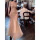Feng Xiaowei birthday party dress high-end light luxury niche sense socialite heavy industry fishtail sequin suspender dress champagne color (original custom-made high with breast pads) S