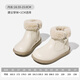 Red Dragonfly Children's Shoes Girls 2025 Winter Children's Cotton Shoes Plus Velvet Leather Boots Black Short Boots Q54BM016 Beige 33